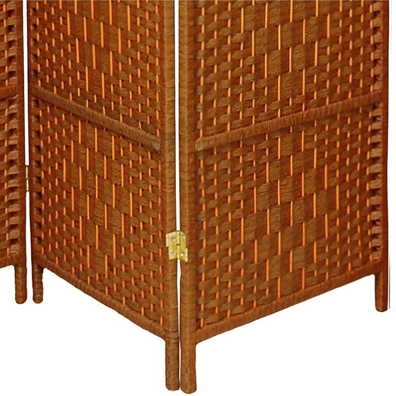 6 ft. Tall Diamond Weave Fiber Room Divider - Dark Beige (5 Panels)