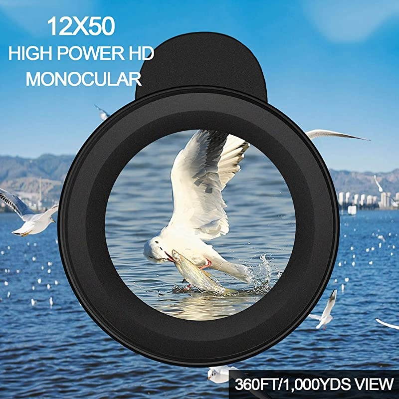 Telescope with Smartphone Holder - 12X50 High Power HD , Camera Shutter, Waterproof IPX7, BAK4 Prism, Tripod for Watching Wildlife Bird Hunting Camping Travel