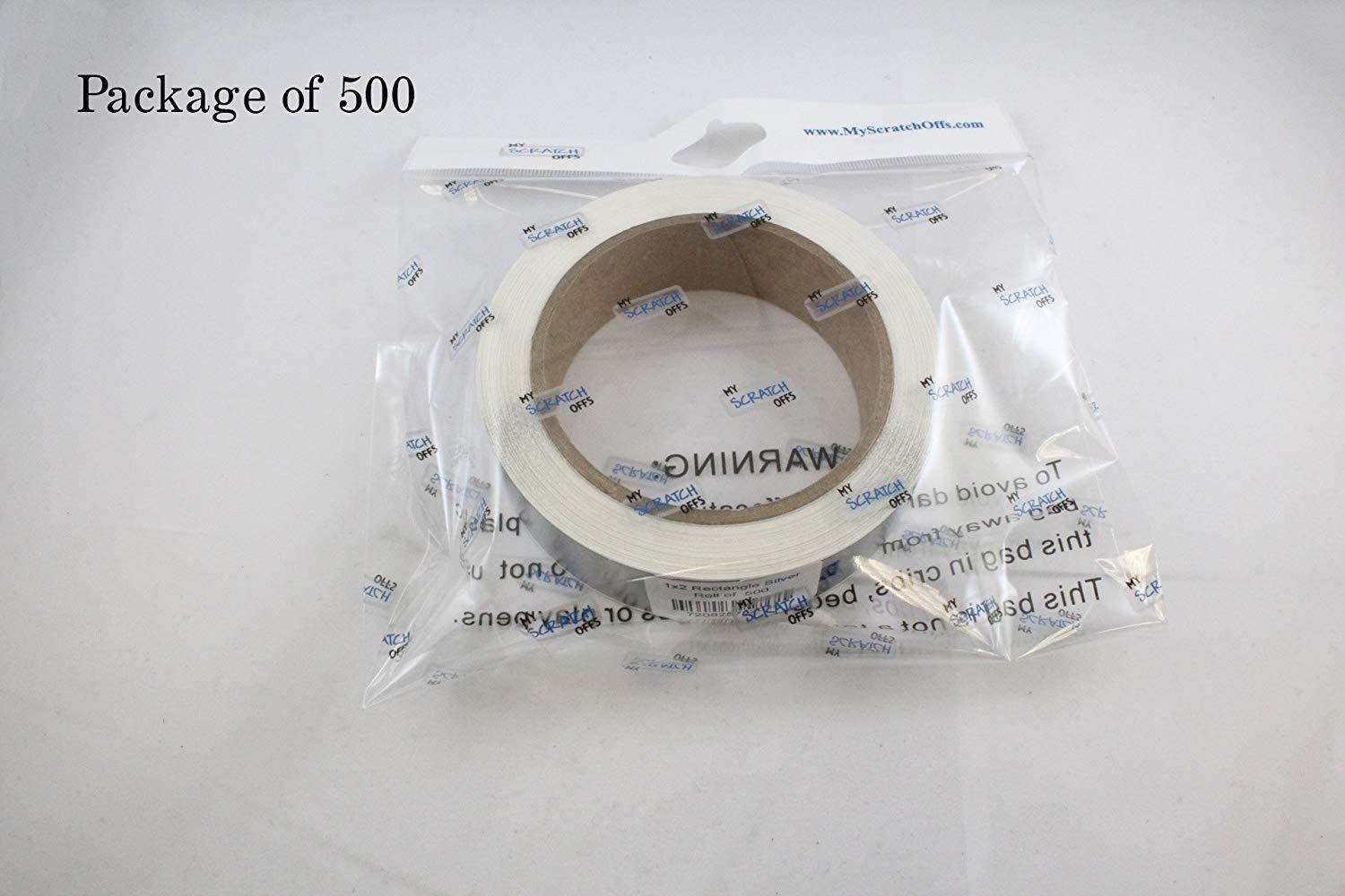 Silver 2" x 1" Rectangle Scratch Off Labels - Qty. Roll of 500 - My Scratch Offs