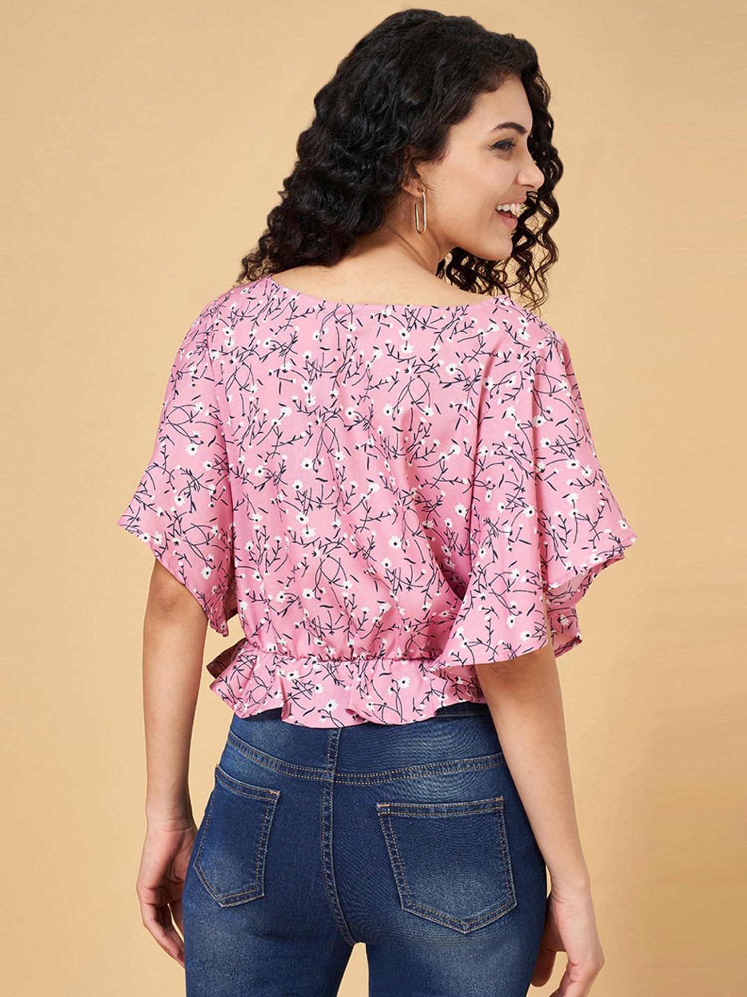 YU by Pantaloons Pink Printed Top