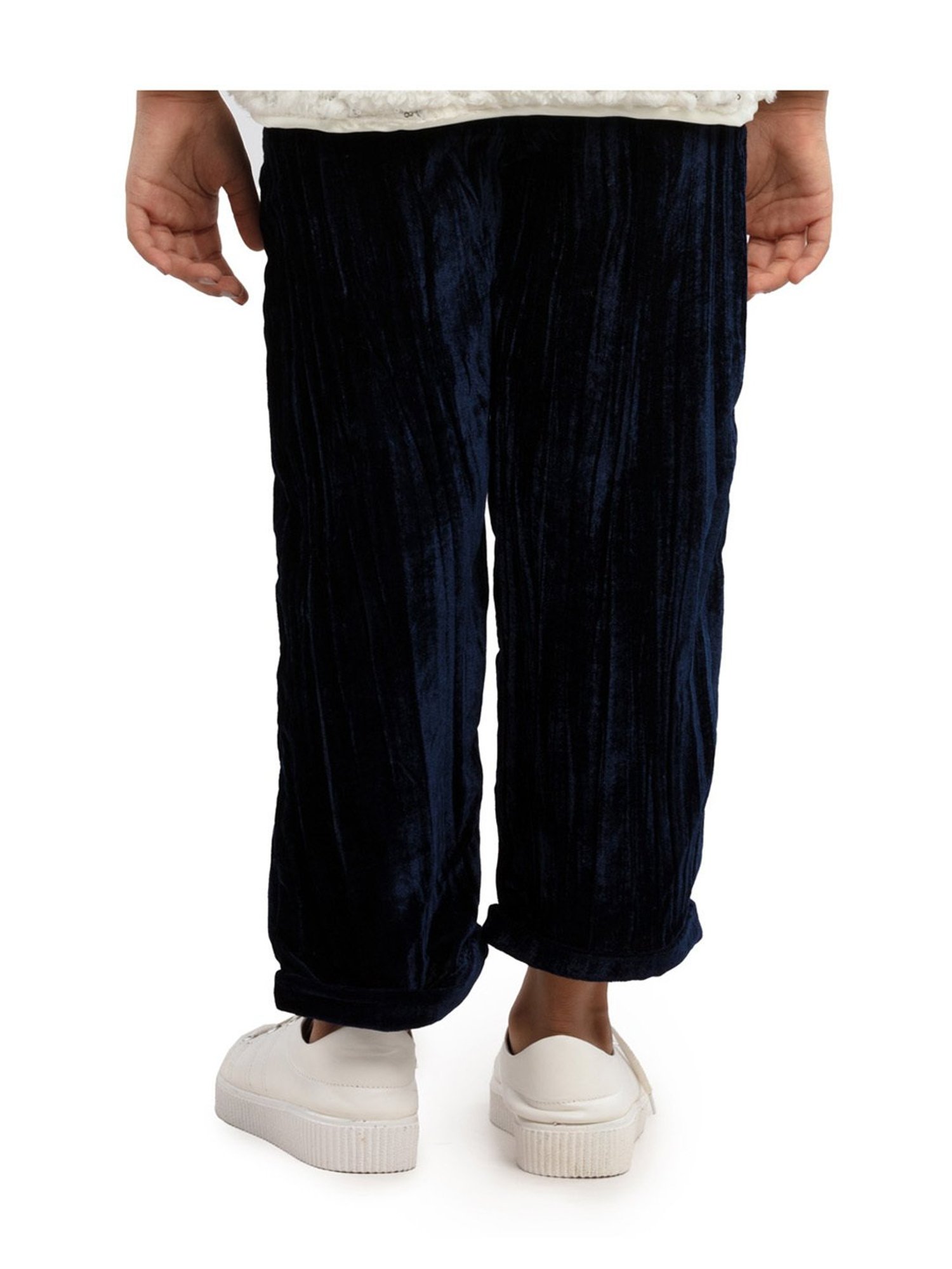 Under Fourteen Only Girls Navy Self Trousers