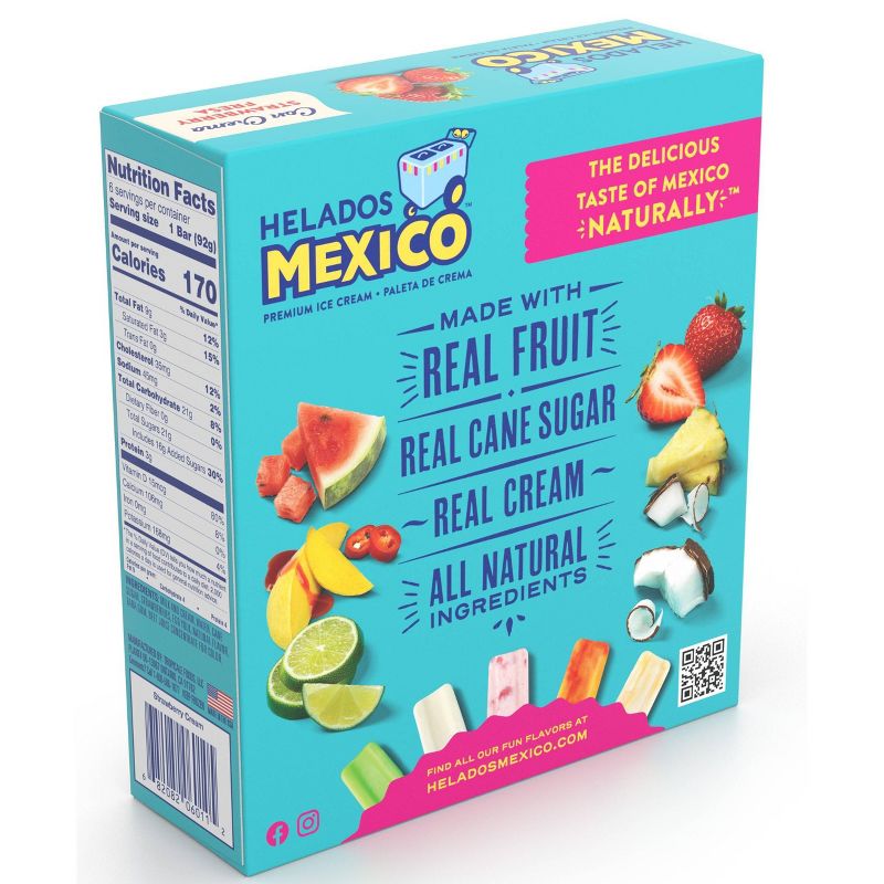 Helados Mexico Strawberry Ice Cream Bar - 6ct
