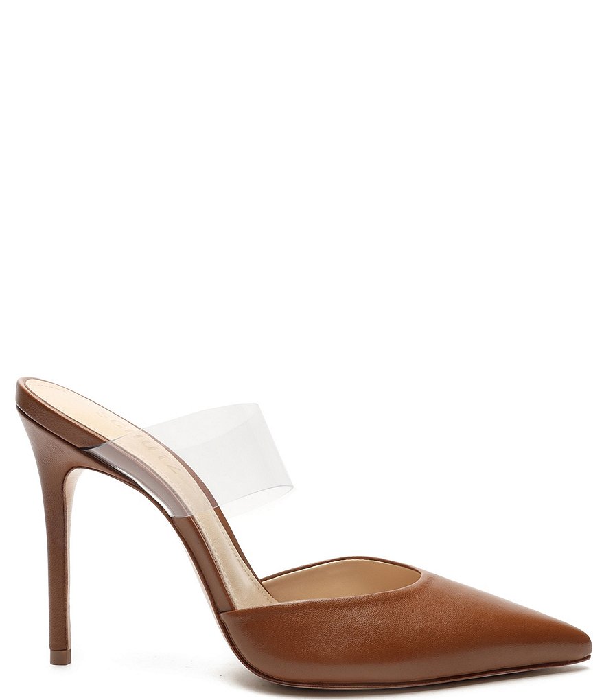 Schutz Sionne Clear Vinyl Pointed Toe Mules