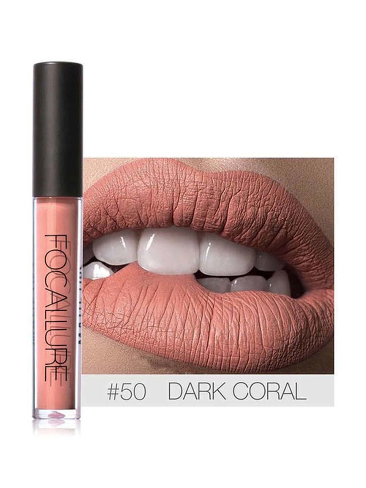 FOCALLURE Matte Liquid Lipstick Dark Coral - 6 gm