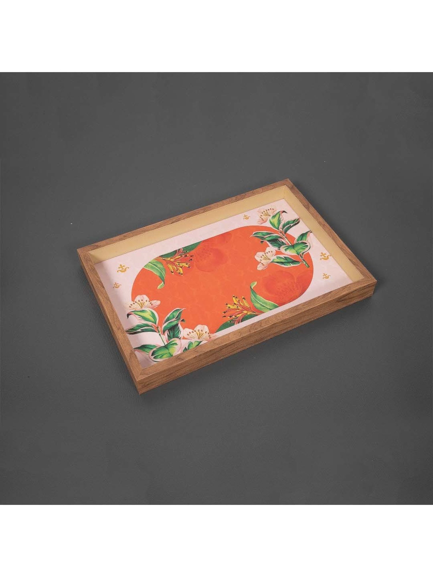 ICRAFT Zest Series Orange & Brown Mdf Tray