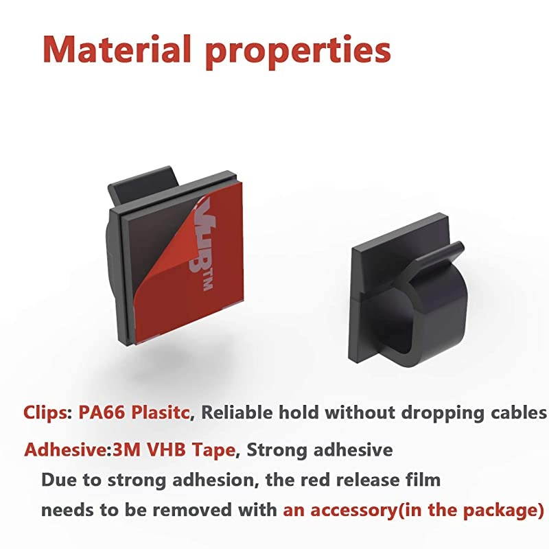 Cable Clips 60pcs with Strong Adhesive TapesWire Holder Organizer Cord Management for Car Office and Home BlackCC05