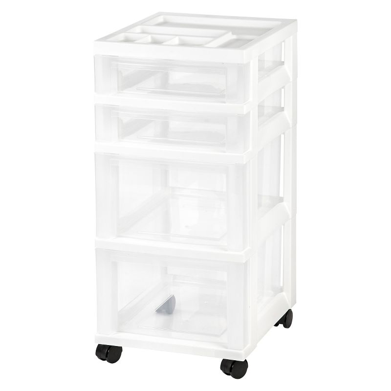 IRIS 4 Drawer Rolling Storage Cart White
