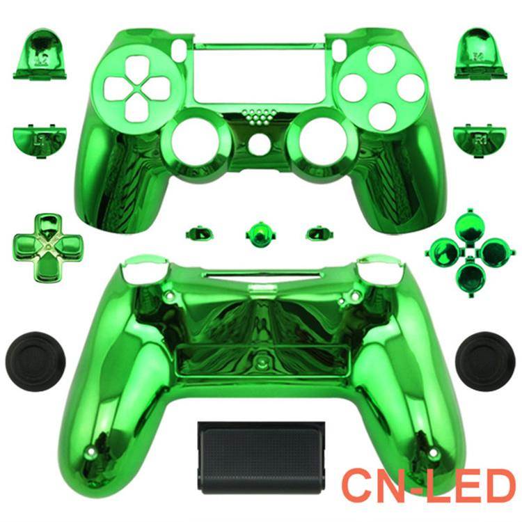 WPS Chrome GREEN Controller Full Housing Shell + Full buttons for PS4 Playstation 4 Dualshock 4 ( GEN 1 Controllers ONLY)
