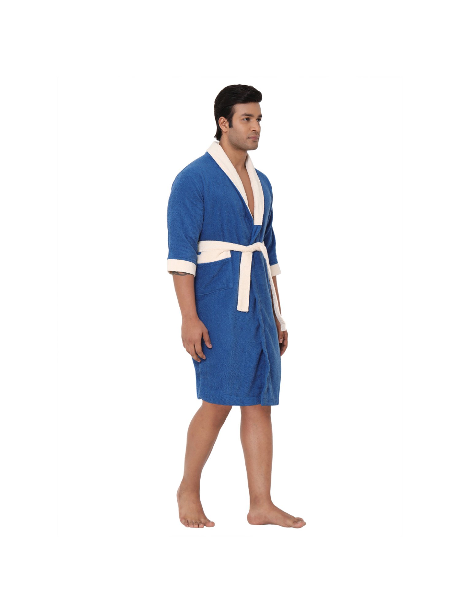 Spaces Cloudz Blue 300 GSM Cotton Medium Bathrobe