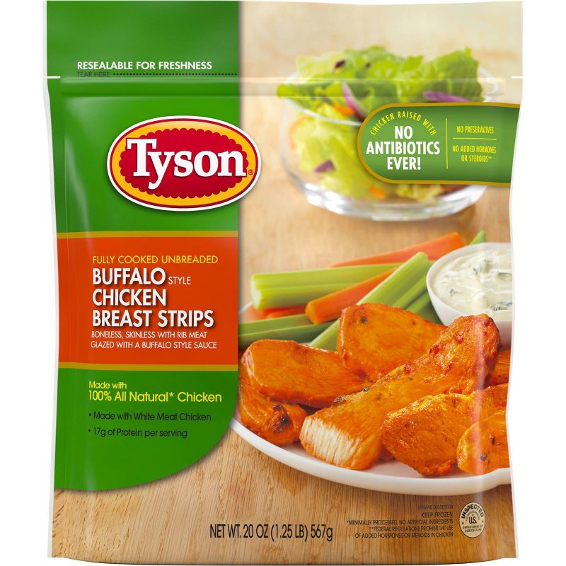 Tyson Unbreaded Buffalo Chicken Breast Strips - Frozen - 20oz