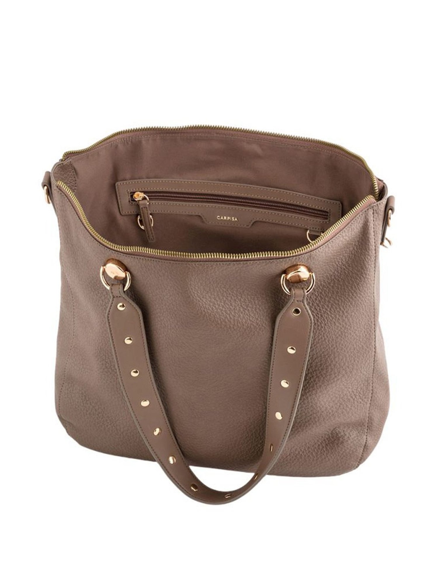 Carpisa Vanda Taupe Faux Leather Solid Shoulder Handbag