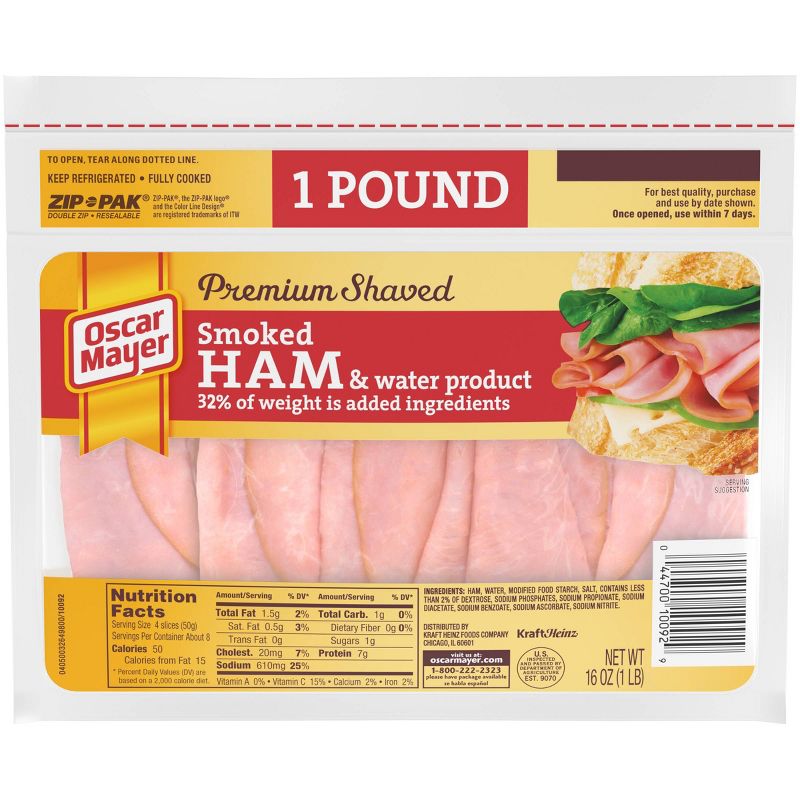 Oscar Mayer Premium Shaved Smoked Ham - 16oz