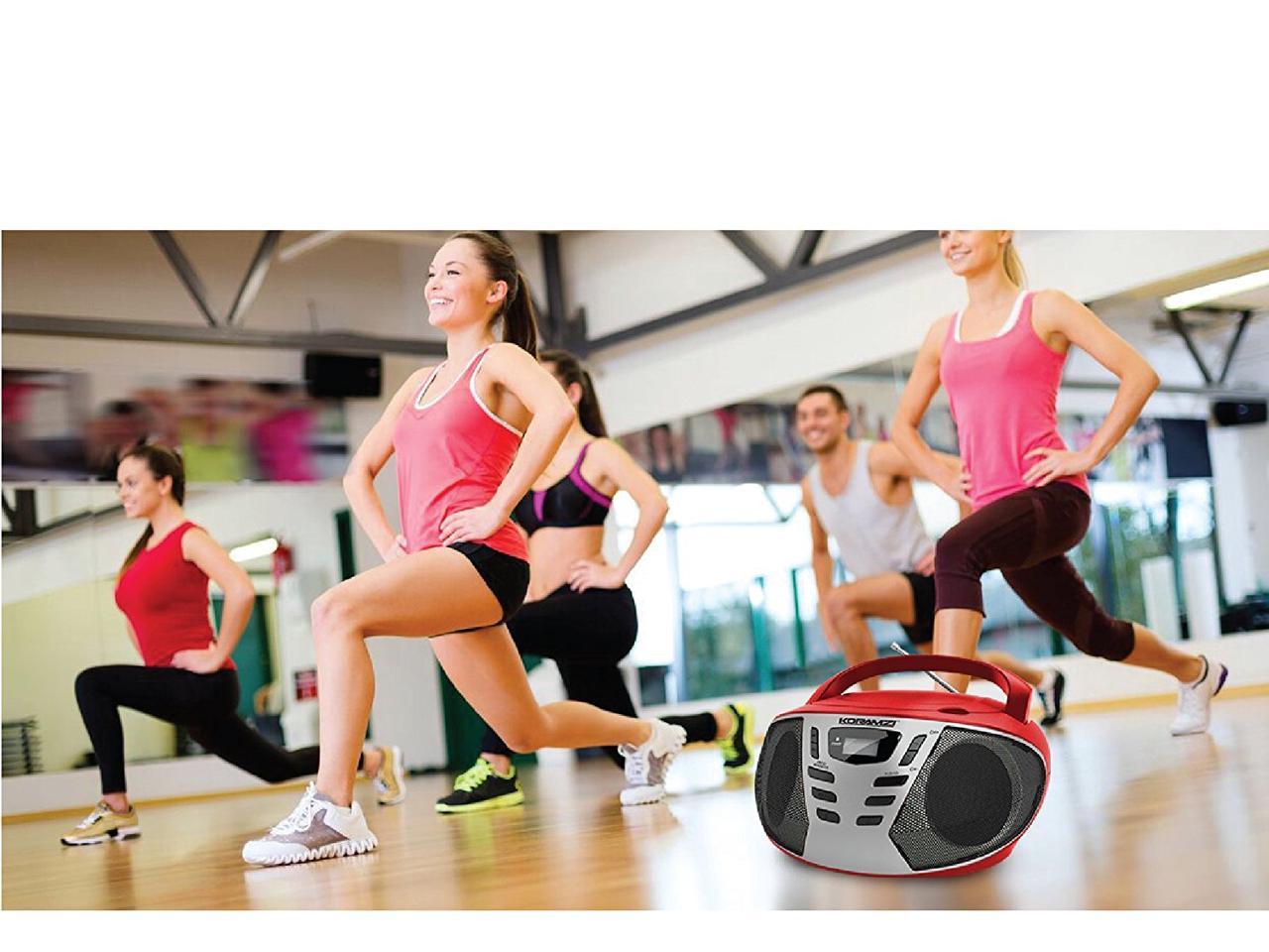 KORAMZI CD55-BKS Portable CD Boombox with AM/FM Radio, Top Loading CD Player, Telescopic Antenna, LCD Display for Indoor & Outdoor, Offices, Home, Restaurants, Picnics, School , Camping