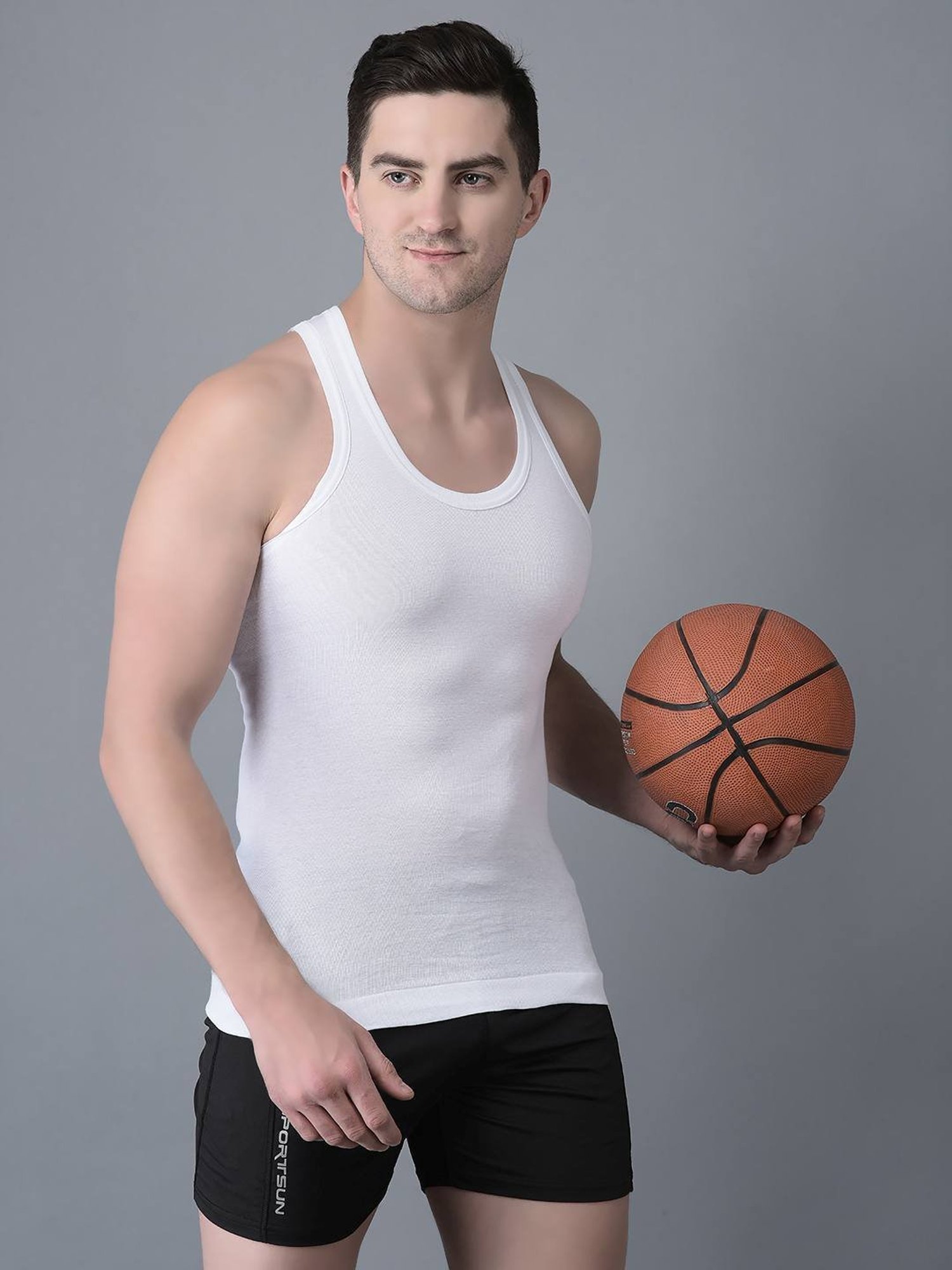 Dollar Bigboss White Cotton Regular Fit Vest - Pack Of 7