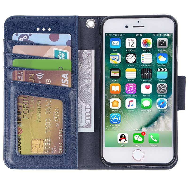 Case for iPhone 7 iPhone 8 iPhone SE 2020 Premium PU leather wallet Case with Kickstand and Flip Cover for iPhone 7 iPhone 8 iPhone SE 2nd Generation 47 inch blue