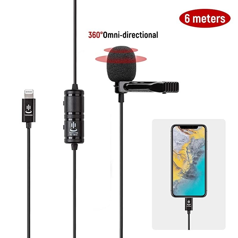 kit for iPhoneLavalier Lapel Speaker Omnidirectional Audio Video Recording for iPhone X Xr Xs Max 11 Pro 8 8plus 7 7plus 6 6plusiPad6M196ft