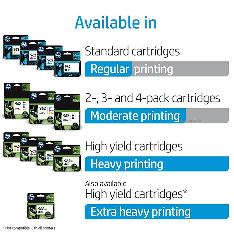 962 | 4 Ink Cartridges| Black Cyan Magenta Yellow | 3HZ99AN 3HZ96AN 3HZ97AN 3HZ98AN
