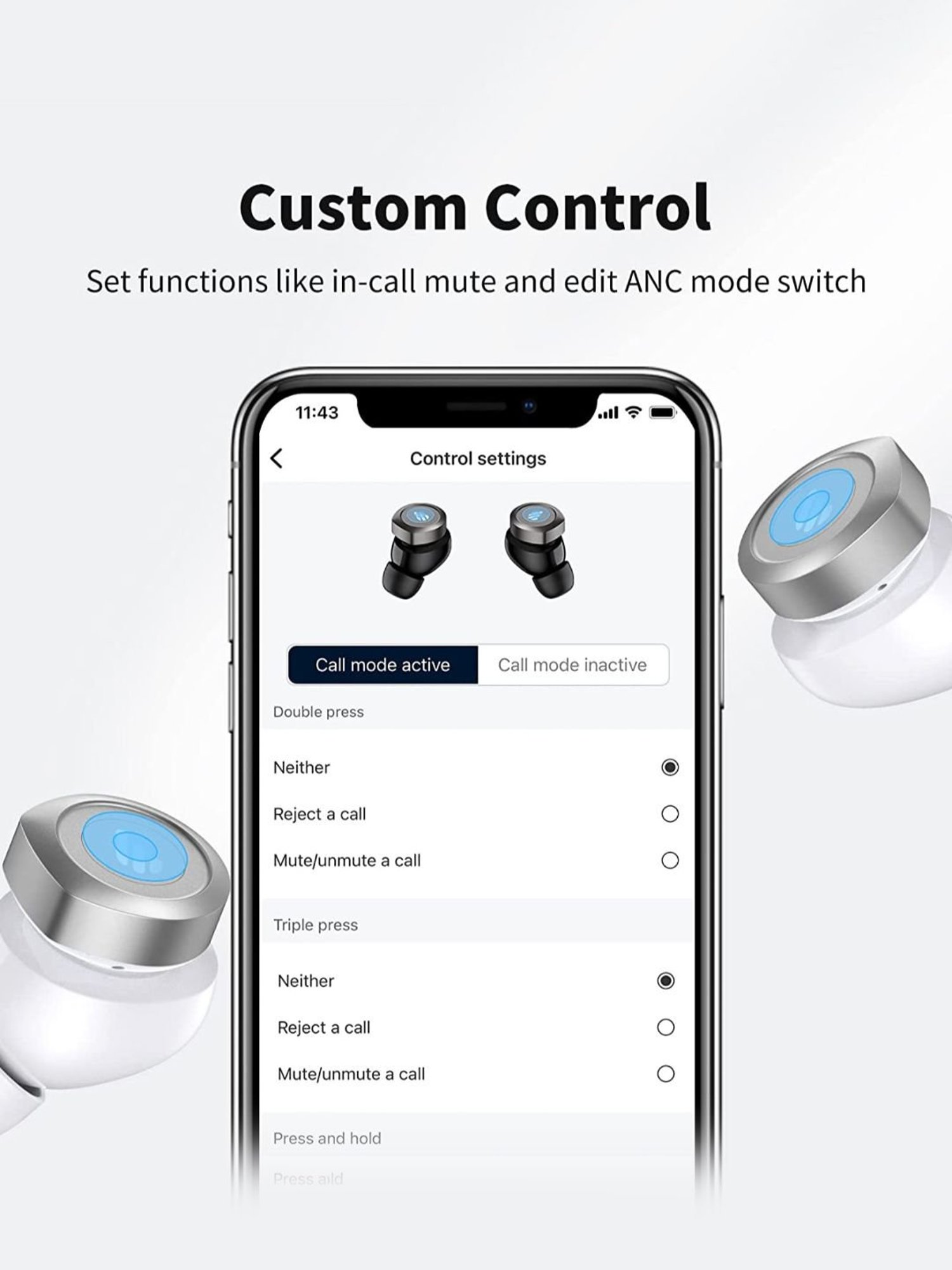 Edifier W240TN True Wireless Noise Cancellation In-Ear Headphones (White)