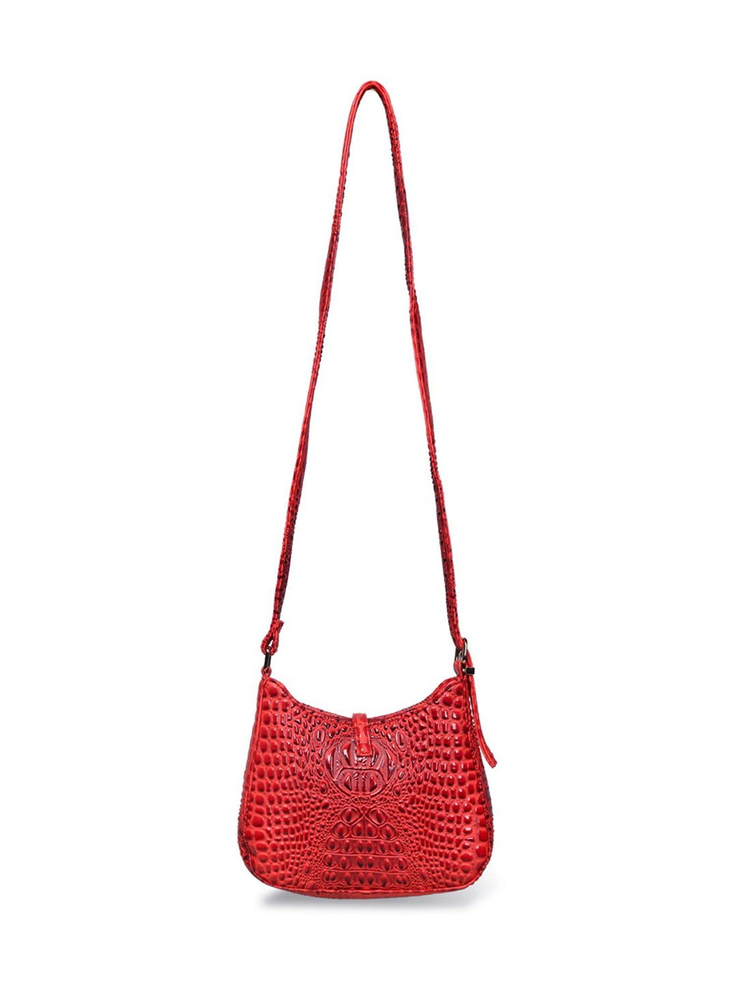 PELLE LUXUR Red Animal Effect Small Shoulder Bag