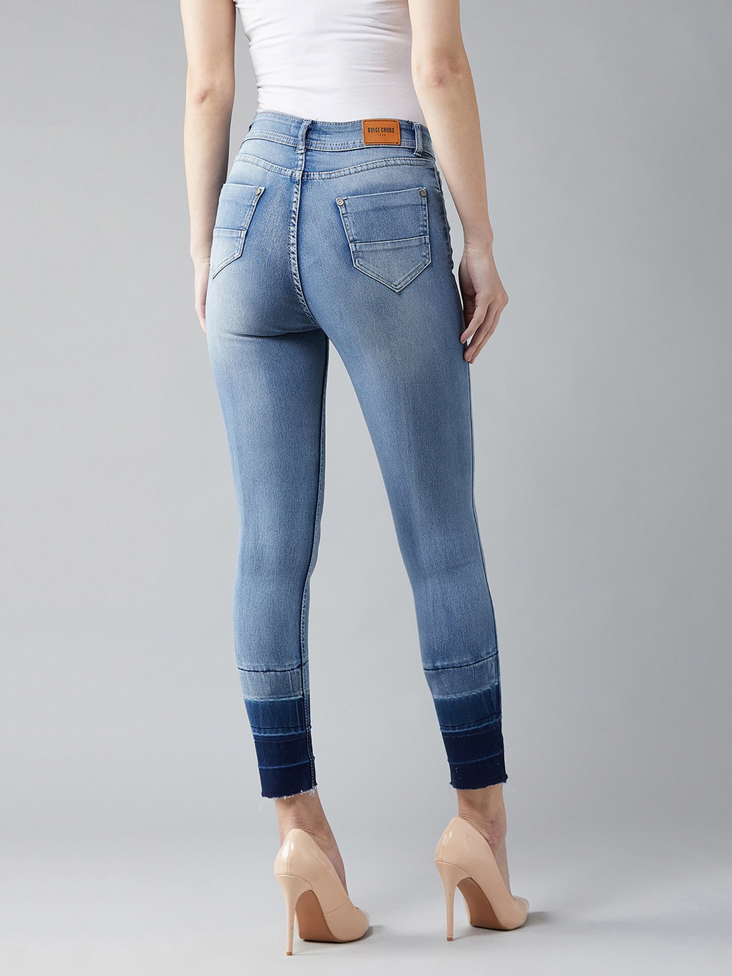 DOLCE CRUDO Blue Denim Skinny Fit High Rise Jeans
