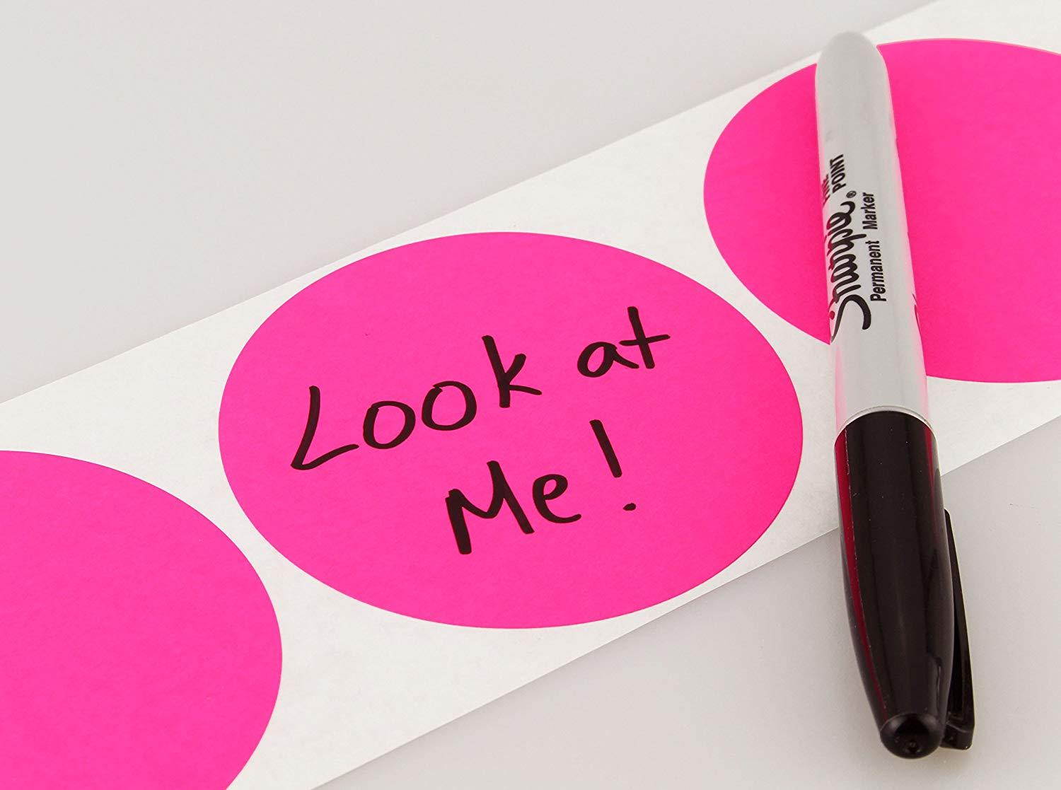 ChromaLabel 3 inch Color-Code Dot Labels | 500/Roll (Fluorescent Pink)