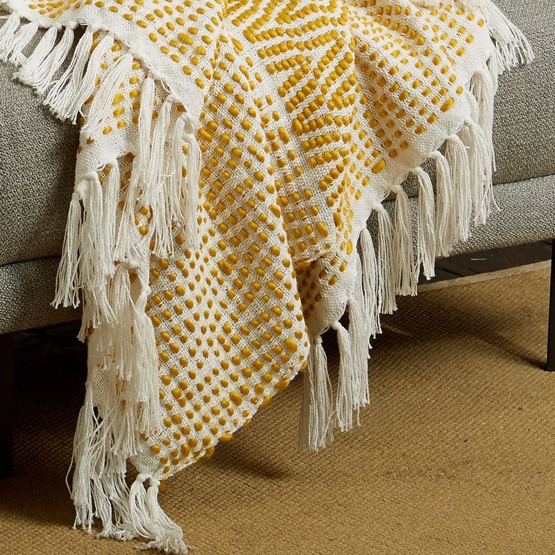 50"x60" Tufted Throw Blanket Ochre/Yellow - Patina Vie