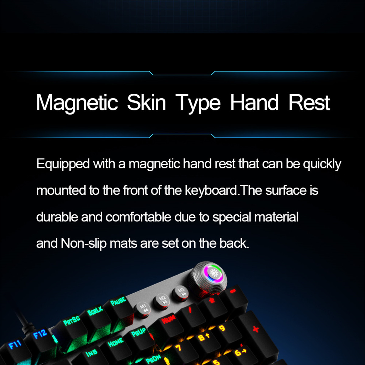 AULA F2088 RGB Mechanical Gaming Keyboard, with Media Keys, Detachable Wrist Rest, Rainbow Backlight, Durable Metal Panel, 104 Keys Anti-ghosting Ergonomic USB Wired PC Gaming Keyboards (Blue Switch)