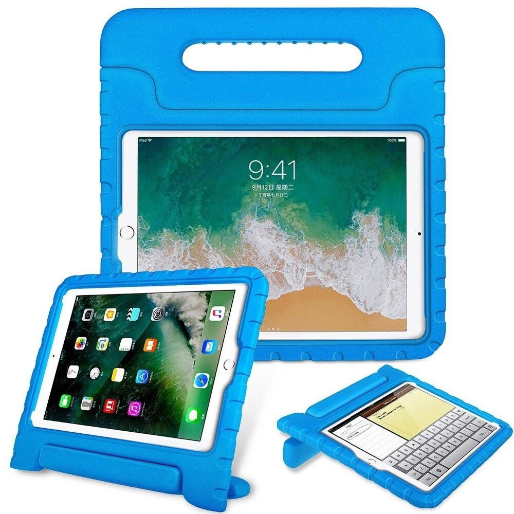 KIQ iPad 10.2 8 / 7 Case, EVA Foam Heavy Duty Tablet Case for Kids with Handle Includes Tempered Glass Screen Protector Cover For Apple iPad 8th 7th Gen [Blue]