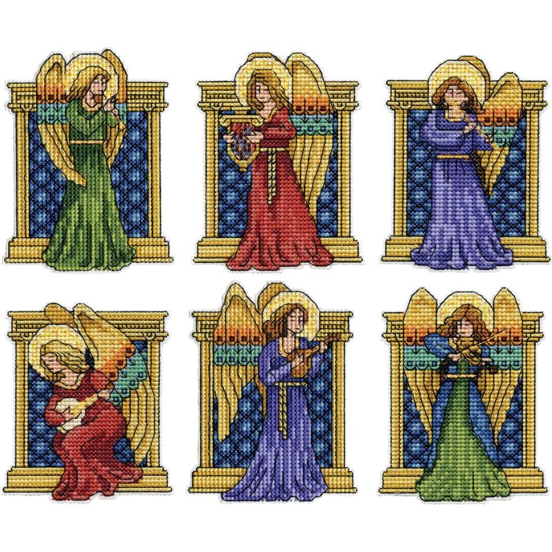 Design Works Plastic Canvas Ornament Kit 3"X4" Set Of 6-Medieval Angels (14 Count)