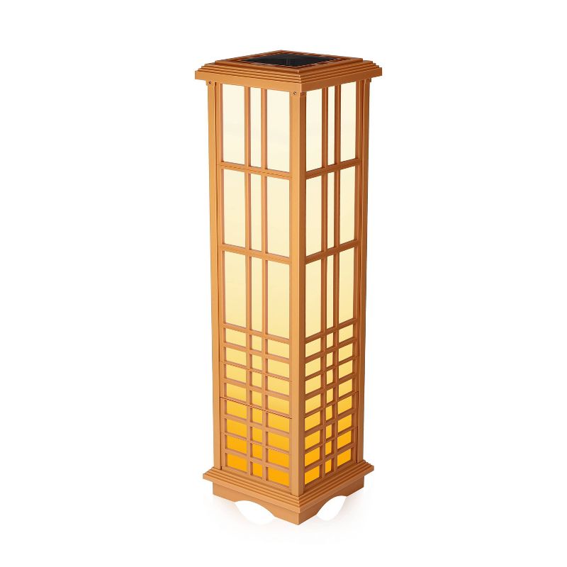33.4" Solar Zen LED Outdoor Lantern Amber/White Light - Techko Maid