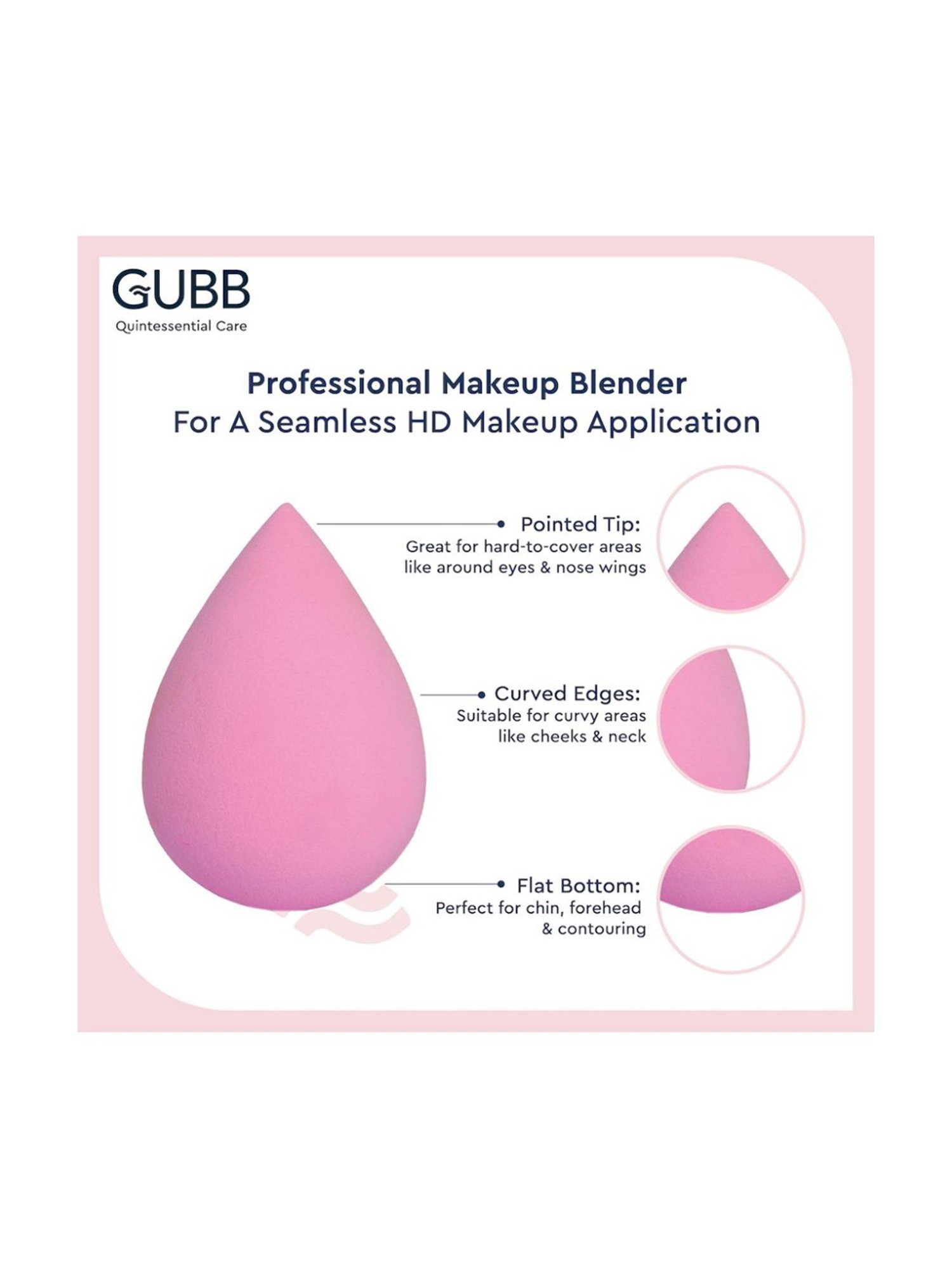 GUBB Beauty Blender Makeup Sponge for Face Light Pink