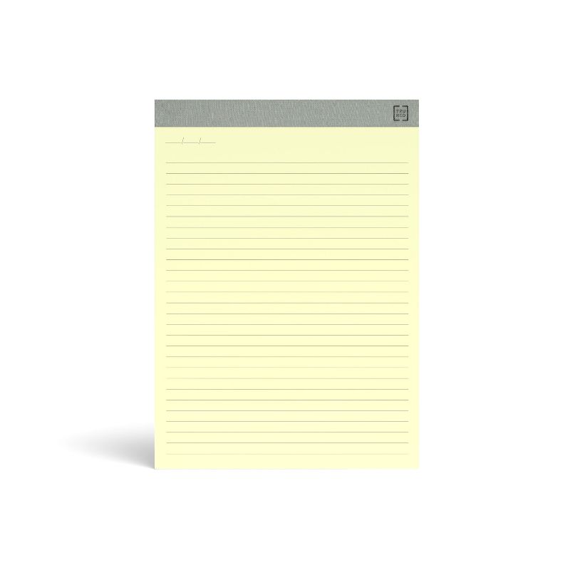 TRU RED Notepads, 8.5" x 11.75", Wide Ruled, Canary, 50 Sheets/Pad TR57381
