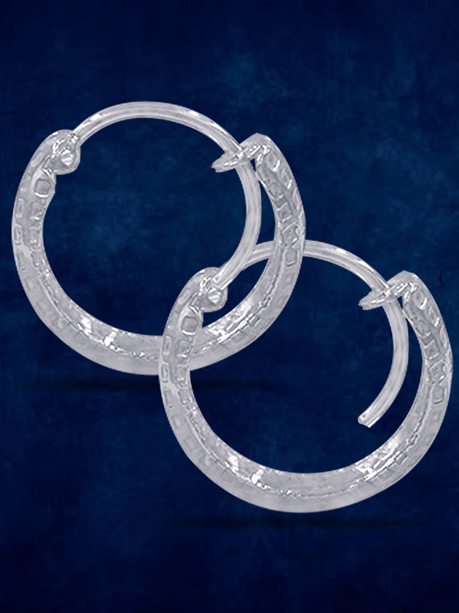 Taraash 92.5 Sterling Silver Texture Design Hoop Earrings for Women