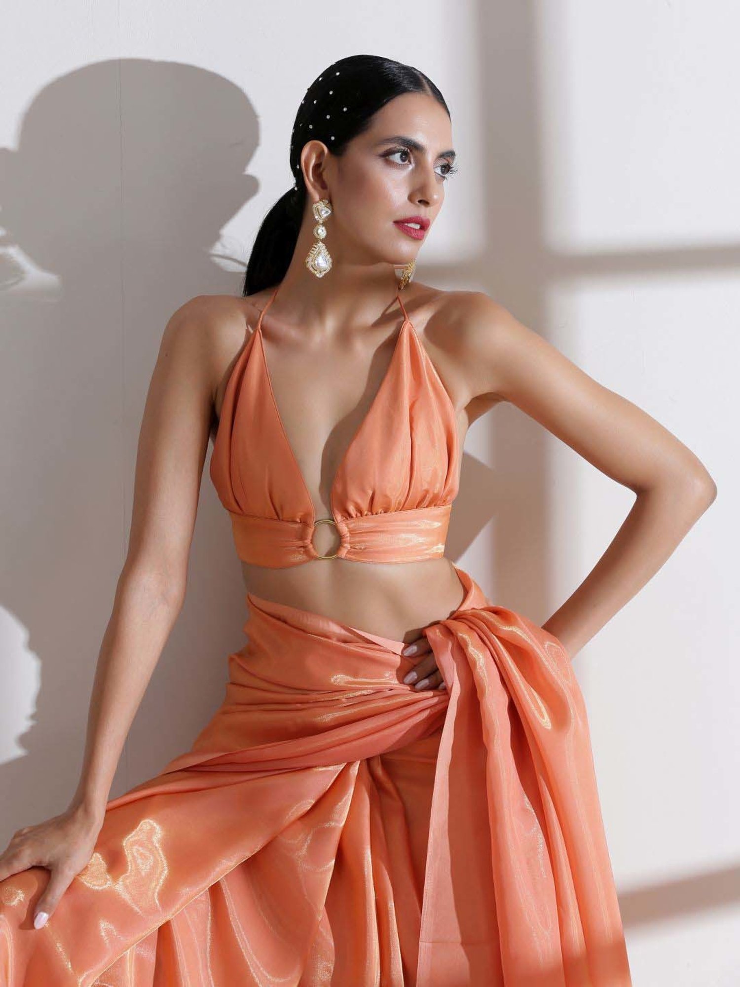 Swtantra Orange Plain Readymade Blouse