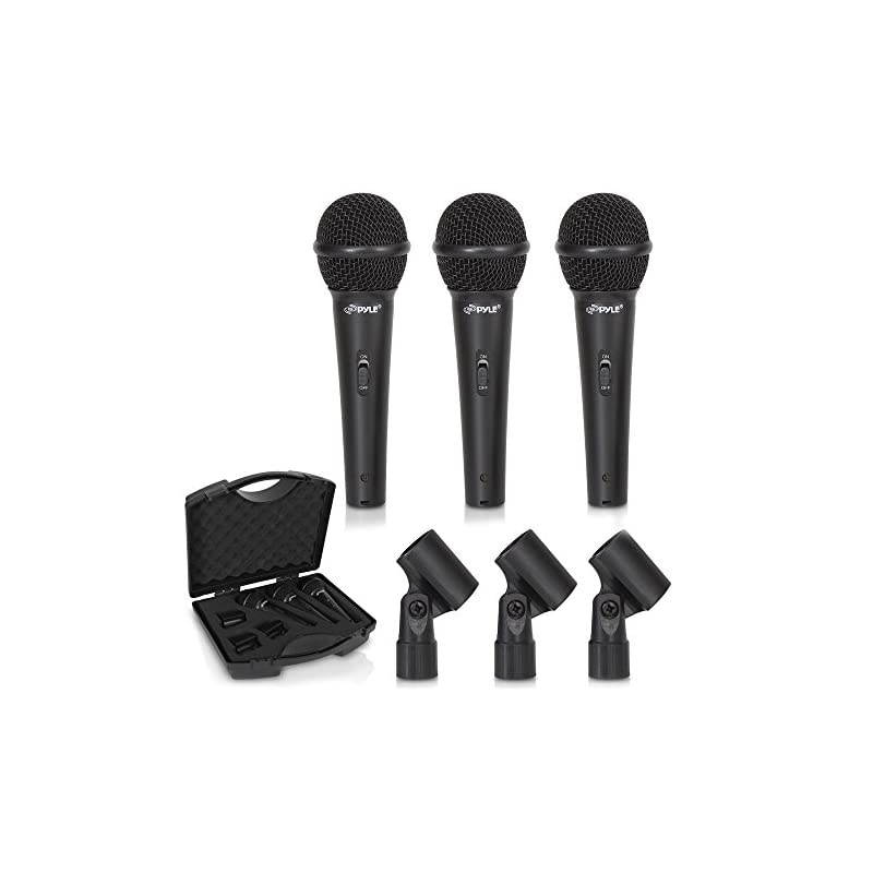 3-Piece Professional Dynamic Microphone Kit - Cardioid Unidirectional Vocal Handheld Microphone with Hard Carry Case & Mic Holder/Clip -  PDMICKT80