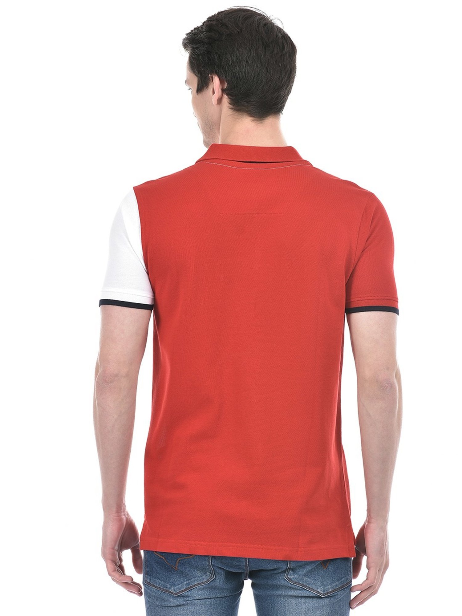 Numero Uno White Cotton Regular Fit Colour Block Polo T-Shirt