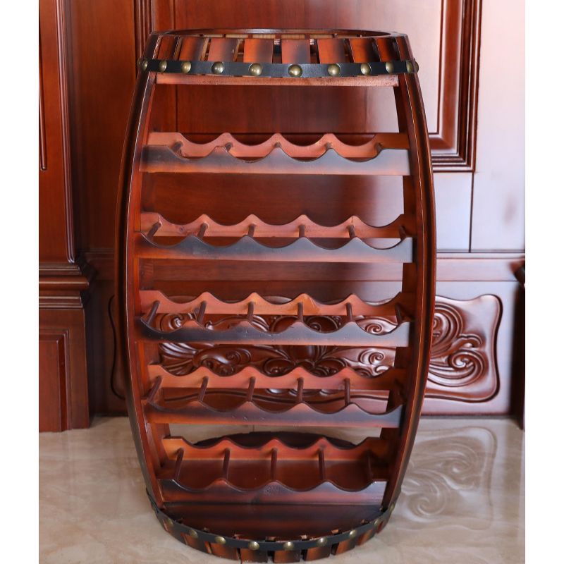 Vintiquewise Large Wooden Barrel Shaped 23 Bottle Wine Rack