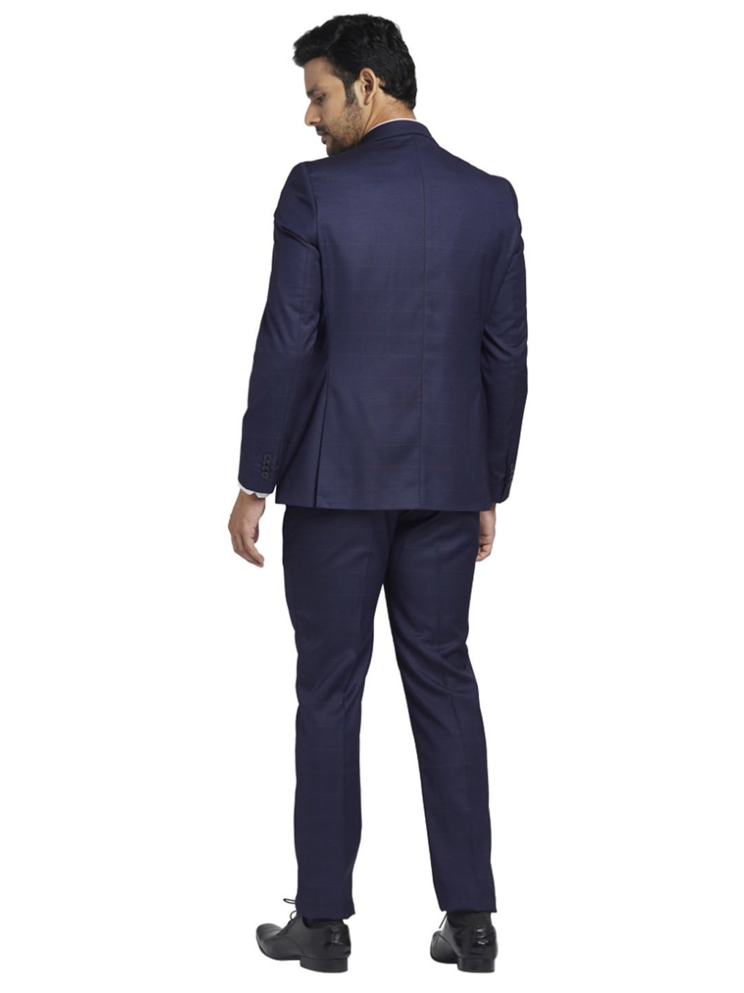 Parx Blue Regular Fit Checks Two Piece Suit