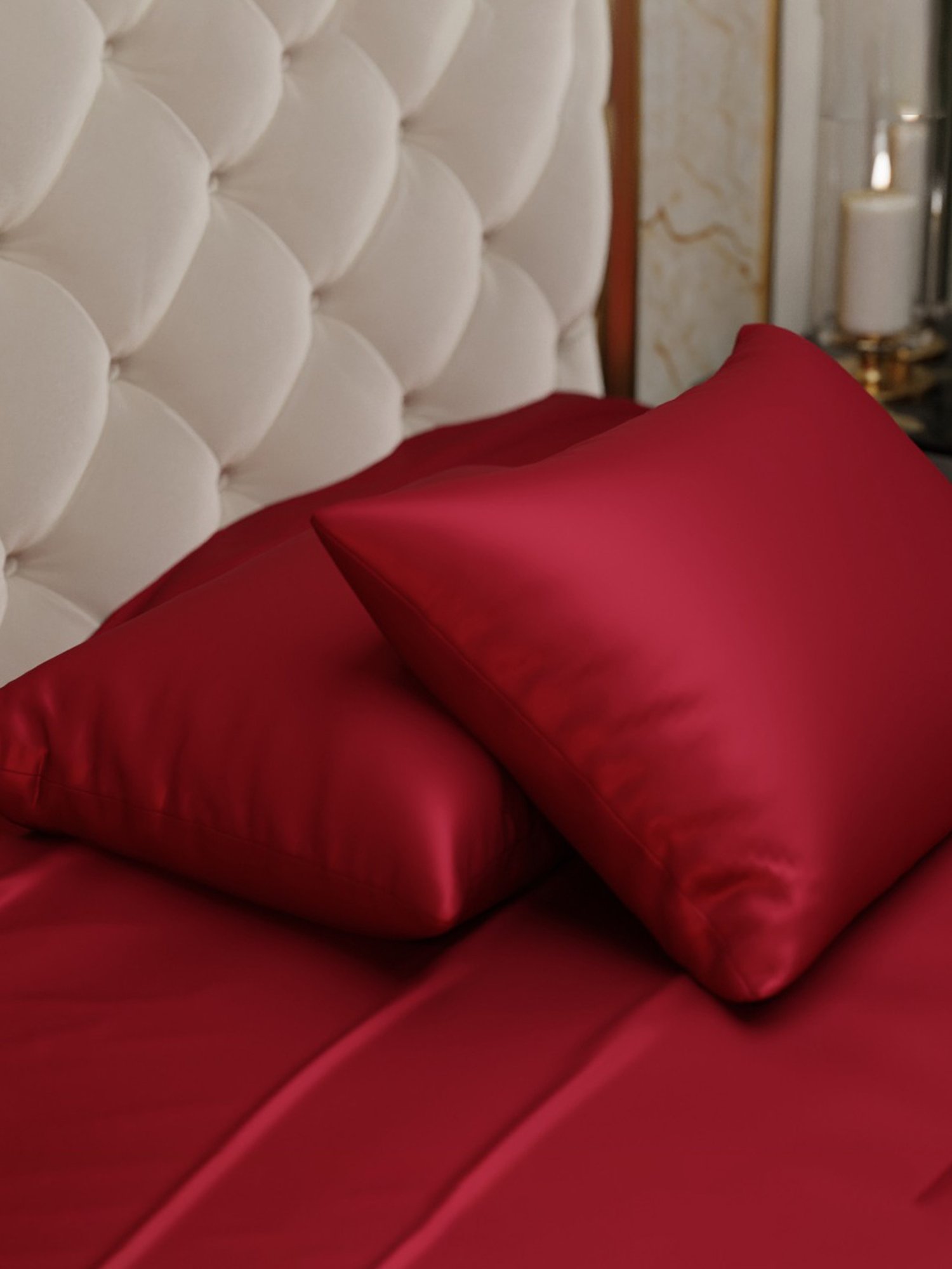 Stoa Paris Date Night Collection Red Polyester 300 TC Pillow Covers - Set of 2