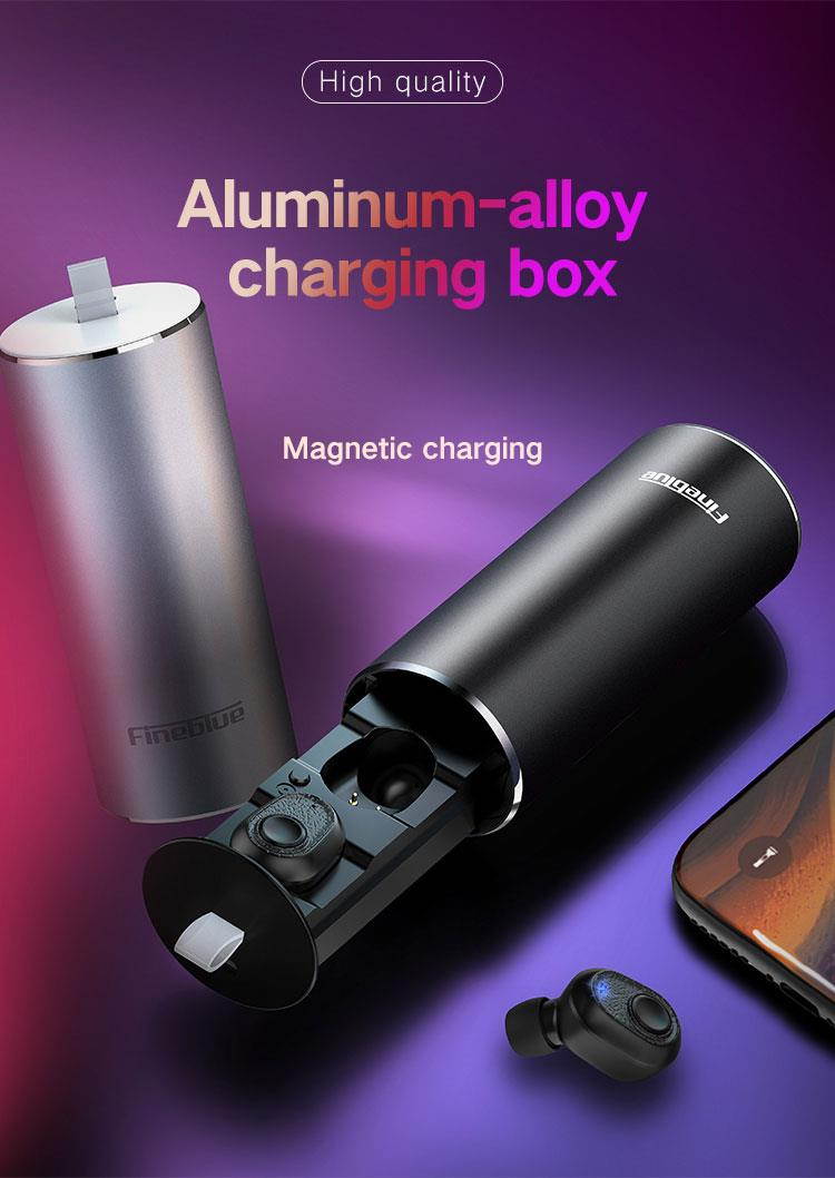 Fineblue X9Plus TWS Bluetooth 5.0 Earphone Wireless Small Earbuds 3D Stereo for phone sport with microphone waterproof (Black)