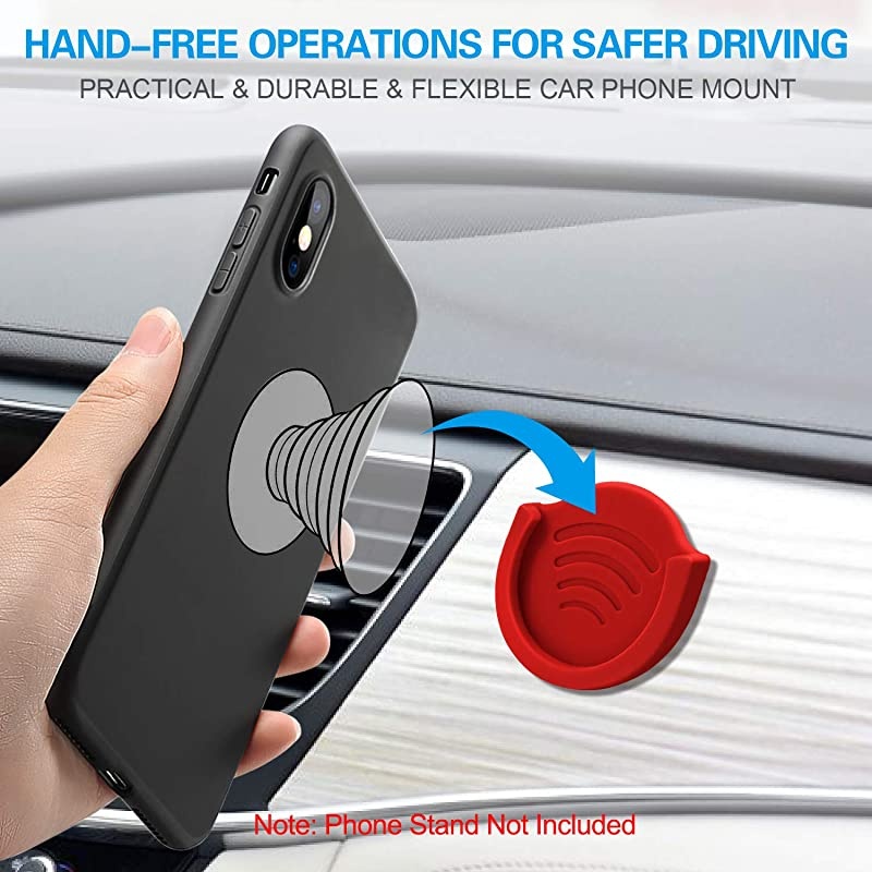 Grip Mount for Socket User 2 Pack Silicon Car Phone Holder for Phone Collapsible GripStand with 3M Sticker Pads Replacement for Dashboard Office Home Desk Kitchen Wall and More Red