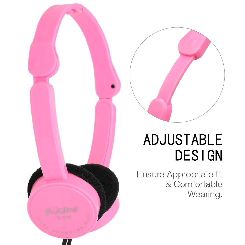 KUBITE T-111 3.5mm Wired Over-ear Headphones Foldable Sports Headset Portable Music Gaming Earphones w/ Microphone for Kids MP4 MP3 Smartphones Laptop Tablet PC