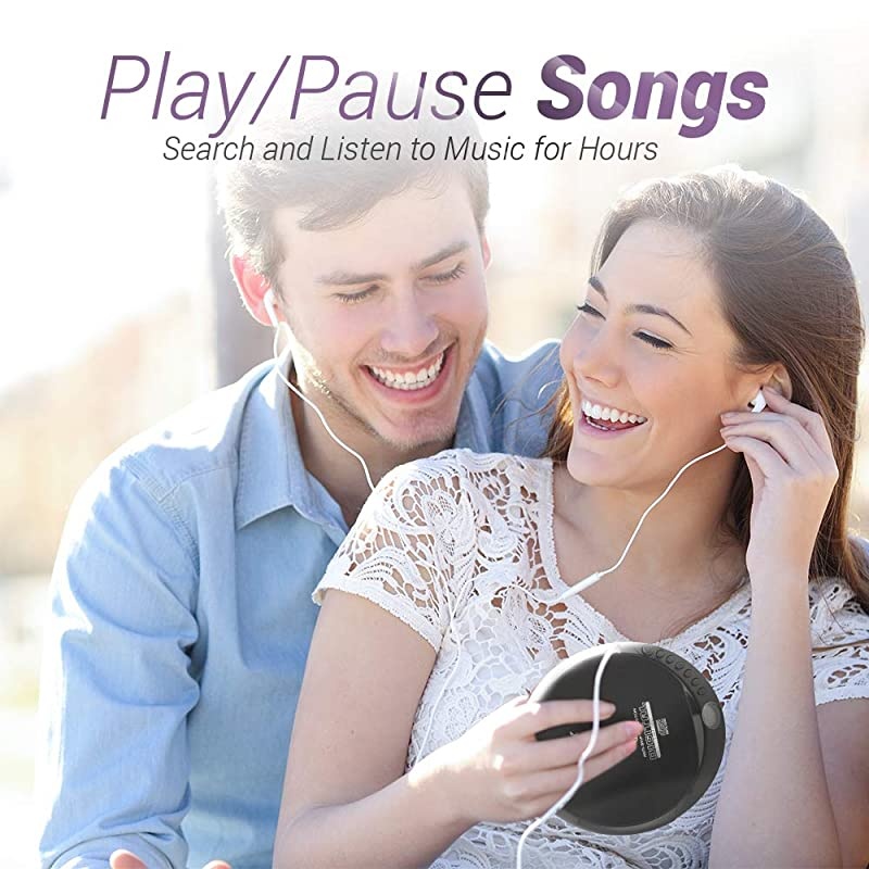 Portable Compact AntiSkip CD Player Lightweight Shockproof Music Disc Player w ProQuality Earbuds For Kids Adults Home Car Travel