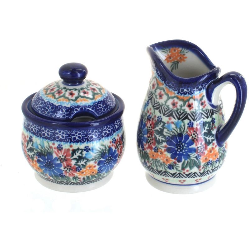 Blue Rose Polish Pottery Ashley Cream & Sugar Set