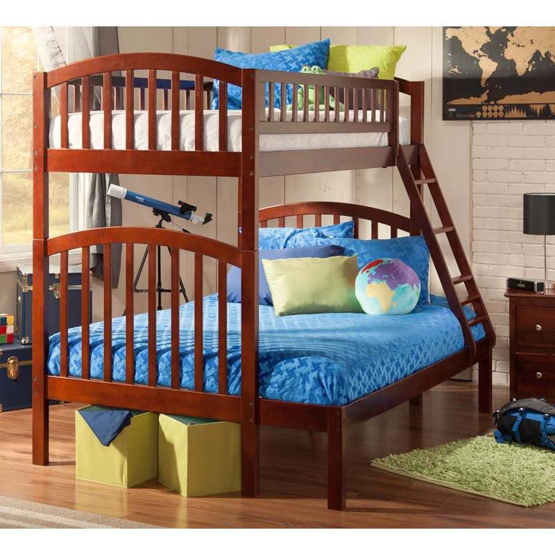 Richland Bunk  Twin over Twin w/ Raised Panel Trundle  Antique Walnut - Atlantic Frame