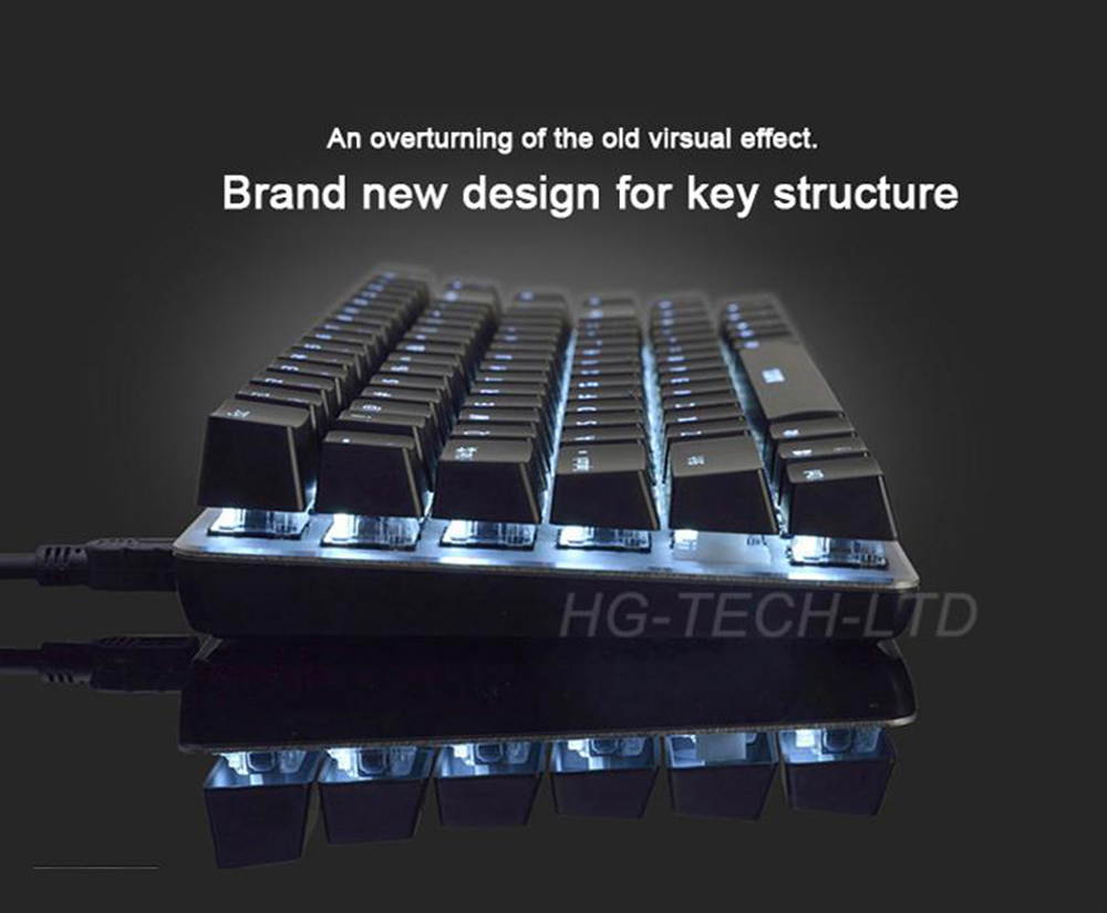 UrChoiceLtd&reg; Ajazz Geek AK3 Usb Wired Gaming Mechanical Keyboard Blue Black Switches for Office, Typists and Play Games ( Blue Switch, Black)