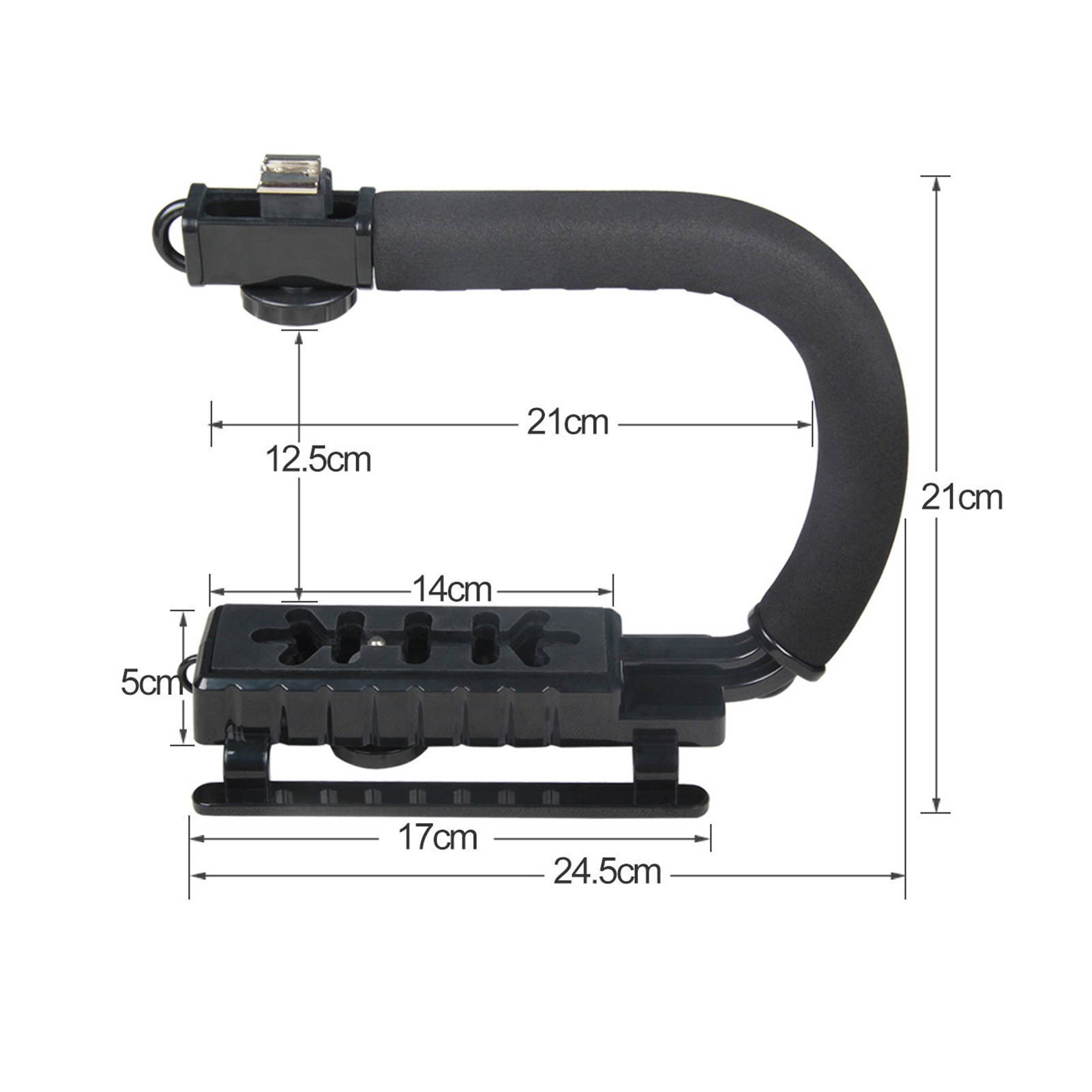 U-Grip Camcorder Stabilizer Handle DSLR Handheld Gimbal C-Shape Video Stabilizer with Flash Hot Shoe Mount Supports Up to 4.4lb for Smartphone and Camera