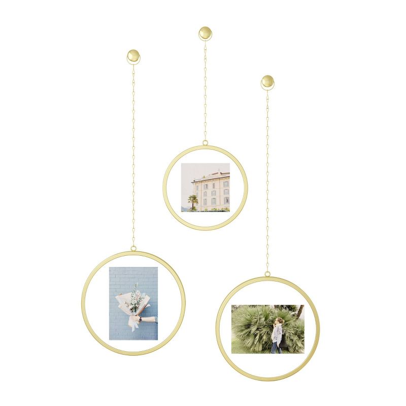 Set of 3 Fotochain Circular Photo Display Matte Brass - Umbra