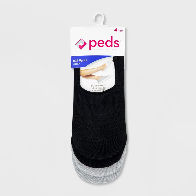 Peds Women's Sport 4pk Liner Socks - Assorted Black 5-10