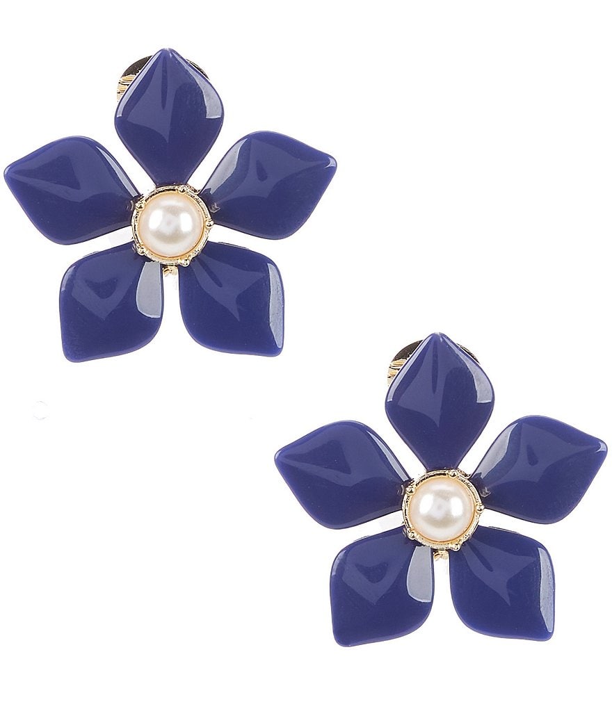 Flower Pearl Clip Earrings